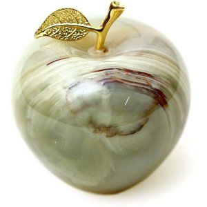 Decoration Piece Handmade Marble Home Decor Green Onyx Apple Paperweight